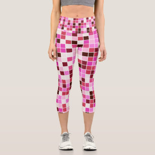 Leggings Capri Carreaux de piscine, Carreaux de mosaïque rose, Mo