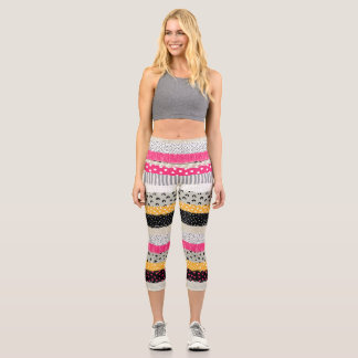 Leggings Capri Carrelage en Patchwork : Conception Versatile Sans