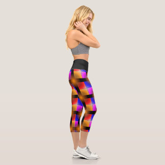 Leggings Capri Carrés de couleur vive sur Arrière - plan noir