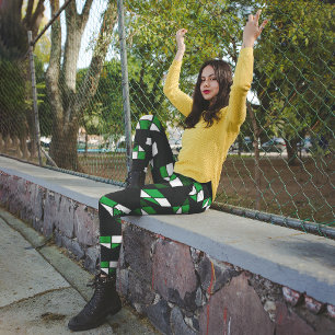 Leggings Capri Carrés géométriques verts