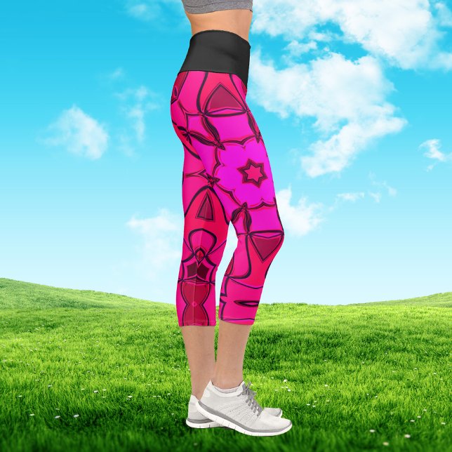 Leggings Capri Carton Mandala Flower Pink (Créateur téléchargé)
