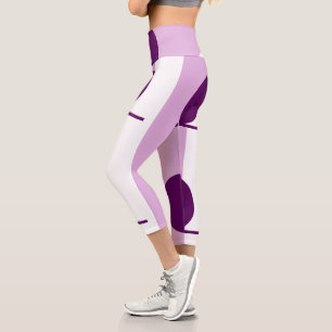 Leggings Capri Cercle d'art Abstrait violet rose blanc