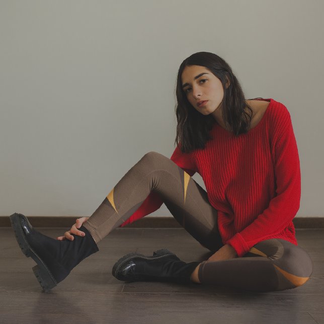 Leggings Capri Cercles rétro Brown (Créateur téléchargé)