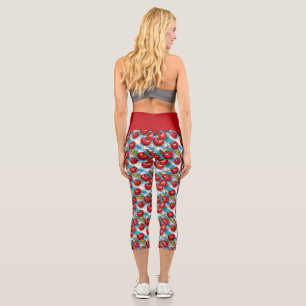 Leggings Capri Cerise mignonne et Motif bleu plaid