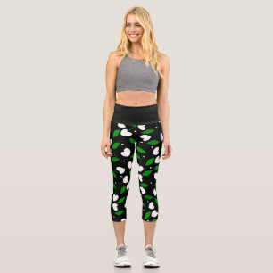 Leggings Capri cerises valentines en forme de coeur noir