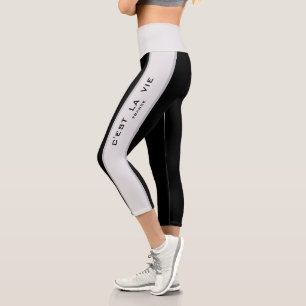 Leggings Capri C'est La Vie Black & White Stripe Capris