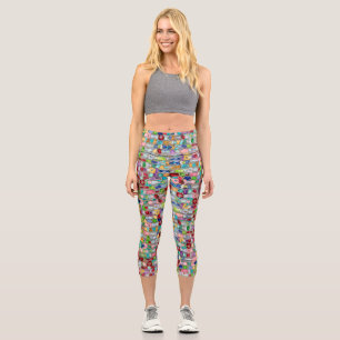 Leggings Capri Chaînes de grappes en cristal de pierre précieus