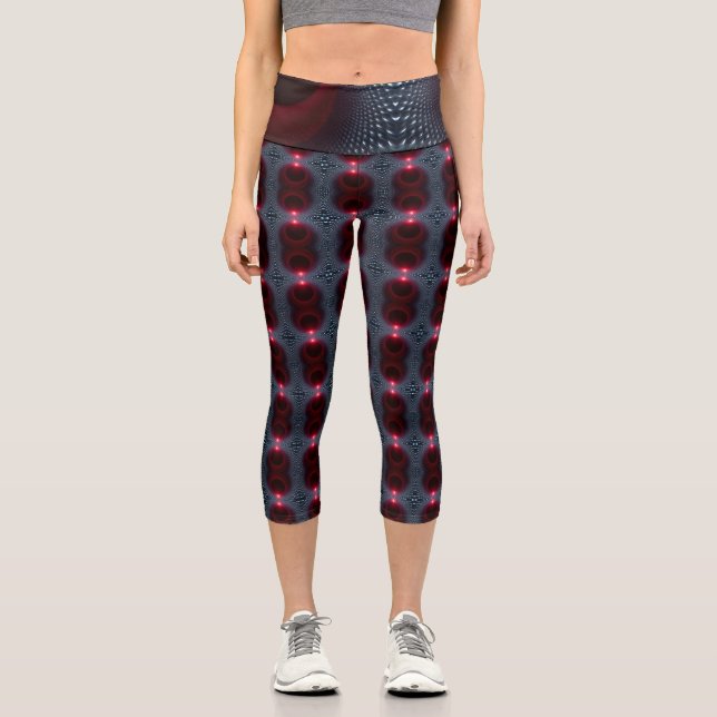 Leggings Capri Chambre Echo métallique Abstraite avec onde sonore (Recto)