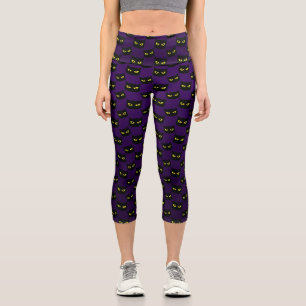 Leggings Capri Chat noir et violet motif Halloween