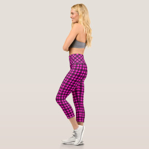Leggings Capri Chaud rose noir Goth Plaid Motif