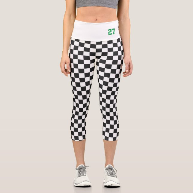 Leggings Capri Checker School Spirit Team Colors Numéro de sport (Recto)