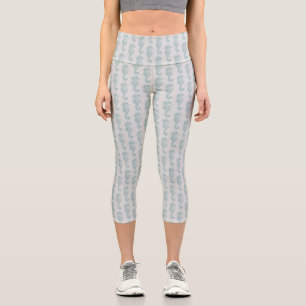 Leggings Capri Chevaux de mer tropicaux, Motif hippocampe - gris