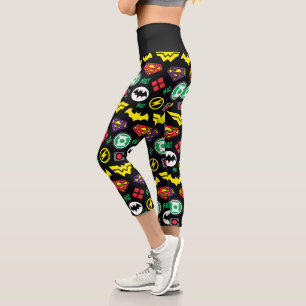Leggings Capri Chibi Justice League Logo Pattern