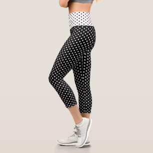 Leggings Capri Chic Black White Small Pois Motif