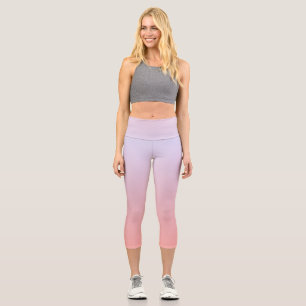 Leggings Capri Chic bleu rose et corail pêche Ombre doux dégradé