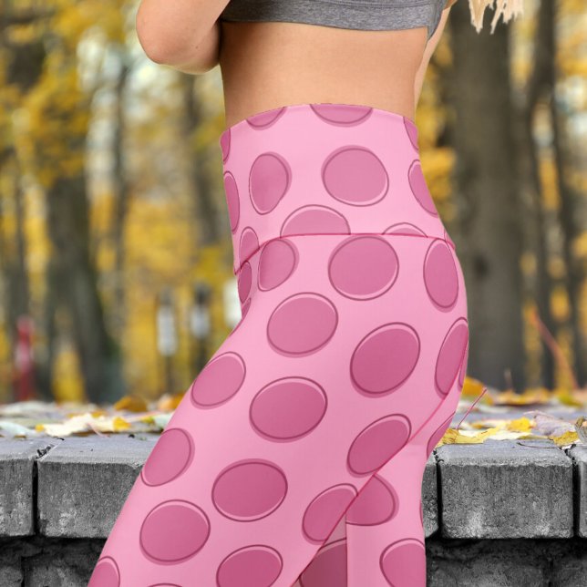 Leggings Capri Chic Carnation rose Polka Motif Yoga (Polka Dot on Carnation Capri Leggings)
