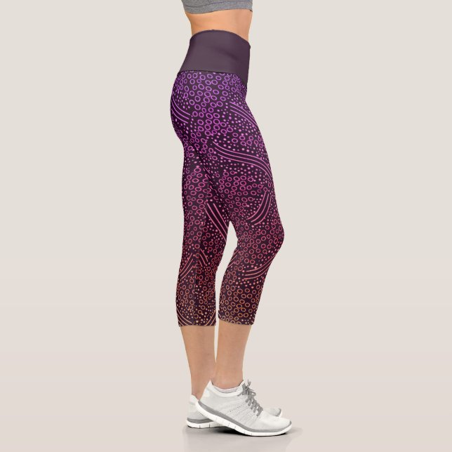 Leggings Capri Chic Holographe Iridescente Confetti Motif Yoga (Droite)