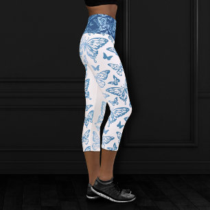 Leggings Capri Chic papillon   Bleu classique et blanc