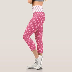 Leggings Capri Chic Pink White Small Pois Motif
