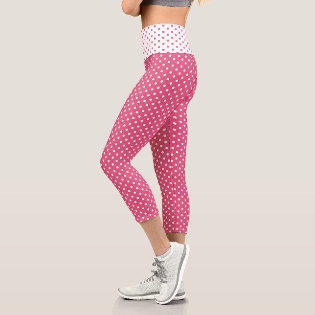 Leggings Capri Chic Pink White Small Pois Motif (Gauche)