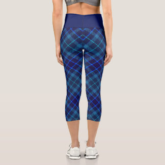Leggings Capri Chic Plaid Motif - Navy et Blue Elegant Tartan