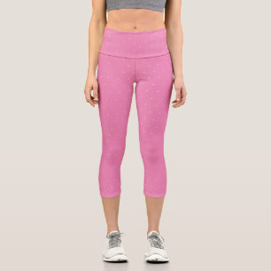 Leggings Capri Chic rose blanc pois minuscule motif mignon