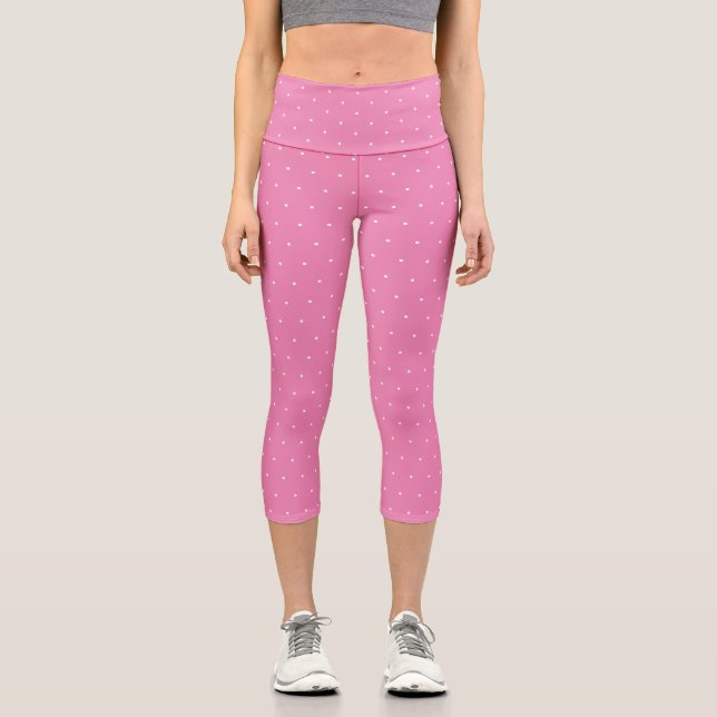 Leggings Capri Chic rose blanc pois minuscule motif mignon (Recto)