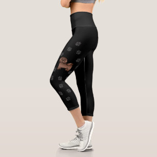 Leggings Capri Chien de dessin animé mignon Havanais au chocolat