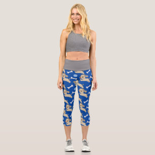 Leggings Capri Chiens Chiens blancs Bones Blue Ball Amoureux des