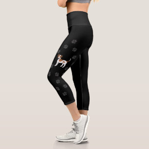 Leggings Capri Chiens D'Affaires Et Pâtes Brown Et Blancs Danois-