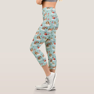 Leggings Capri Chiens de Noël en Motif d'Écharpes douillettes