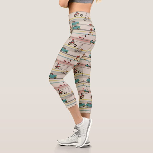Leggings Capri Chiens se déplaçant dans les véhicules Motif (Gauche)