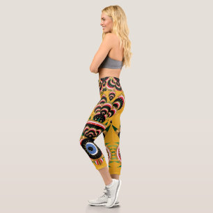 Leggings Capri Chimera - Oiseaux de poisson Hauteur de Capri haut