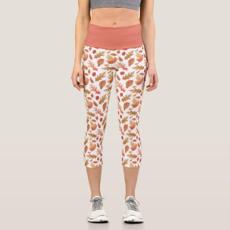 Leggings Capri Chutes à la nature Automne Feuilles Earthy Sweet P
