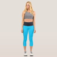 Ciel bleu clair Noir Haut taille Yoga Capris