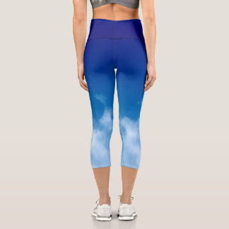 Leggings Capri Ciel bleu profond à nuages doux