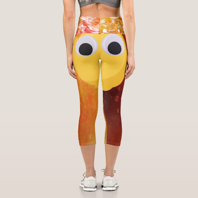 Leggings Capri Citron, fruit aux yeux de googly et rose de pomme (Verso)
