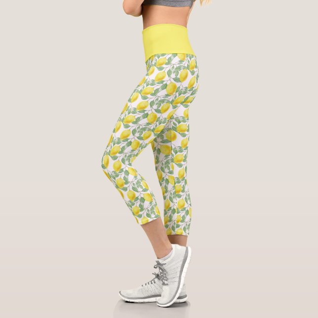 Leggings Capri Citron jaune agrumes Motif botanique  (Gauche)