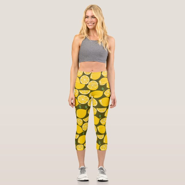 Leggings Capri Citron Jaune Moderne Amusant mignon (Recto)