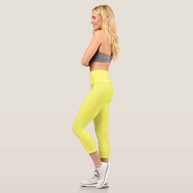 Leggings Capri Citron laser (couleur solide)  (Gauche)