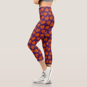 Leggings Capri Citrouilles d'Halloween sur Motif Arrière - plan v