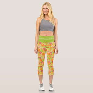 Leggings Capri Citrus coloré texte personnalisé