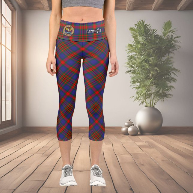 Leggings Capri Clan Carnegie Crest sur Tartan (Créateur téléchargé)