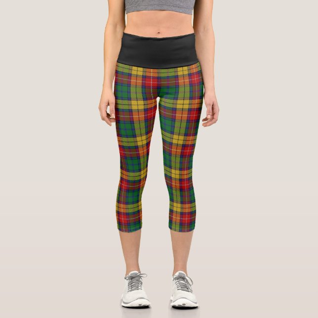 Leggings Capri Clan classique Buchanan Tartan Plaid (Recto)