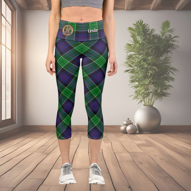 Leggings Capri Clan Leslie Crest sur la chasse Tartan (Créateur téléchargé)