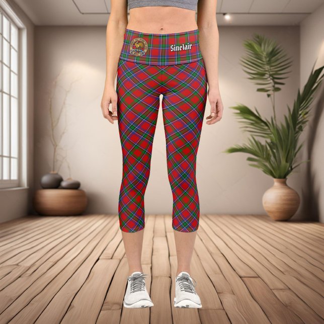 Leggings Capri Clan Sinclair Tartan (Créateur téléchargé)