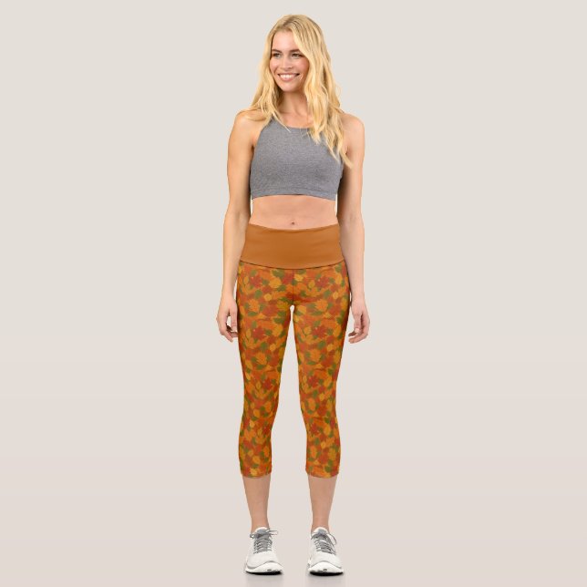 Leggings Capri Classic Autumn/fall leaves patterned  (Recto)
