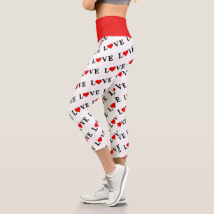Leggings Capri Classic LOVE Heart Motif Motif Élégant