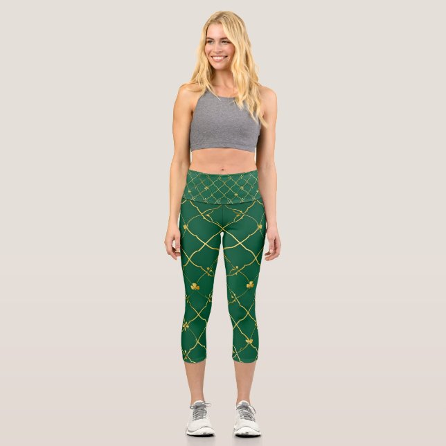 Leggings Capri Cloches d'or, Ciel d'émeraude (Recto)