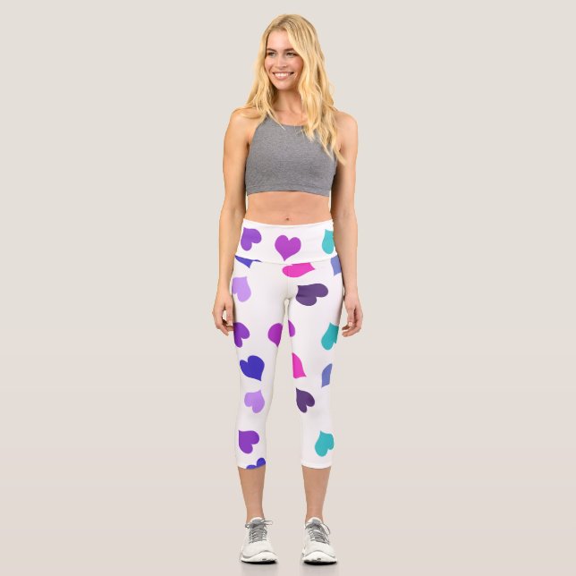 Leggings Capri Coeurs colorés mignons (Recto)